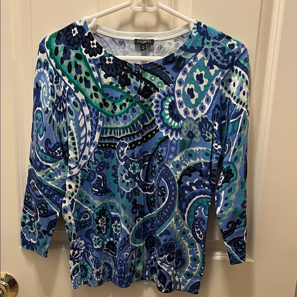 Talbots Multicolor Paisley Cardigan